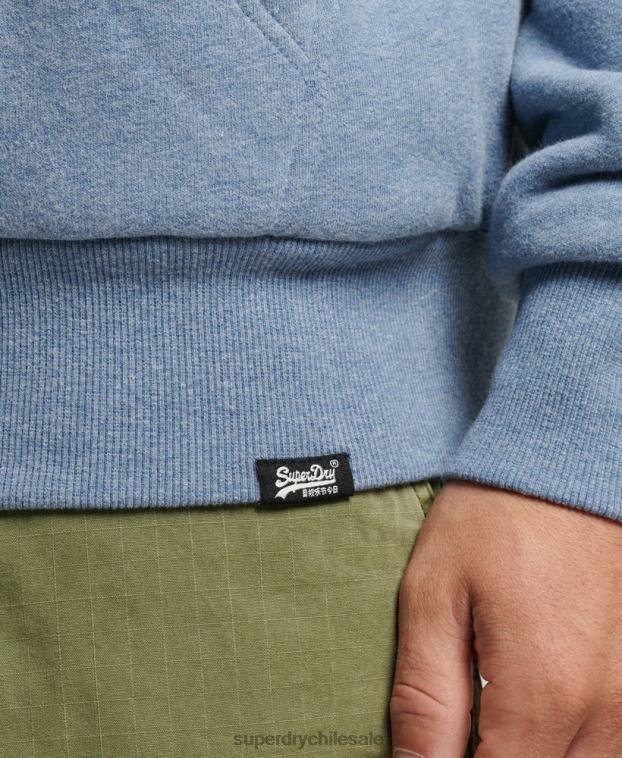 hombres Superdry azul claro sudadera con cremallera y forro de borreguito esencial 2R68Z4988