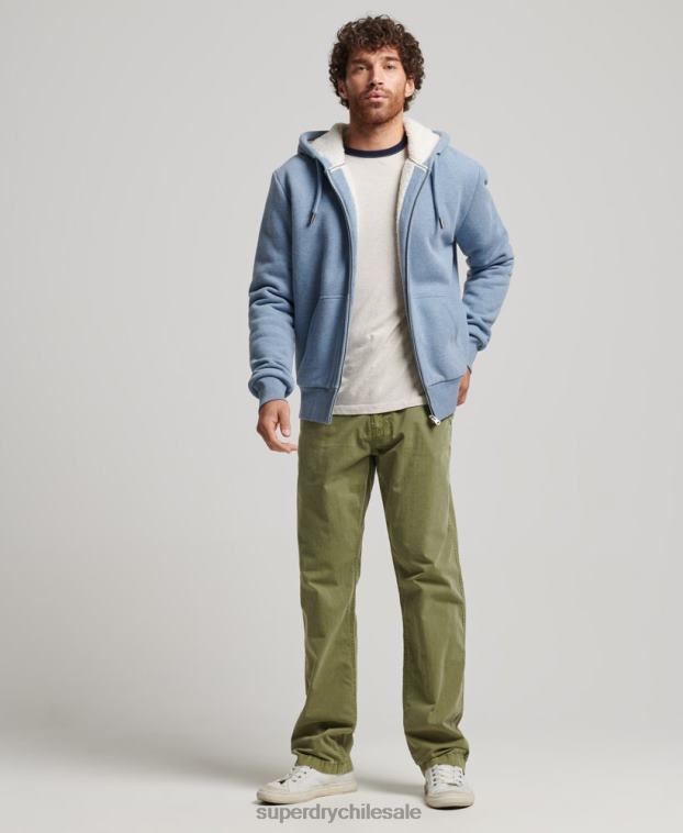 hombres Superdry azul claro sudadera con cremallera y forro de borreguito esencial 2R68Z4988