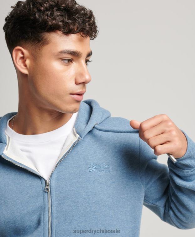 hombres Superdry azul claro sudadera con cremallera y logo bordado 2R68Z627