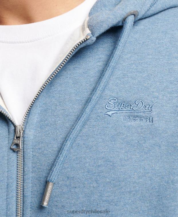 hombres Superdry azul claro sudadera con cremallera y logo bordado 2R68Z627