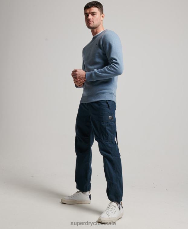 hombres Superdry azul claro sudadera con cuello redondo y logo bordado 2R68Z496