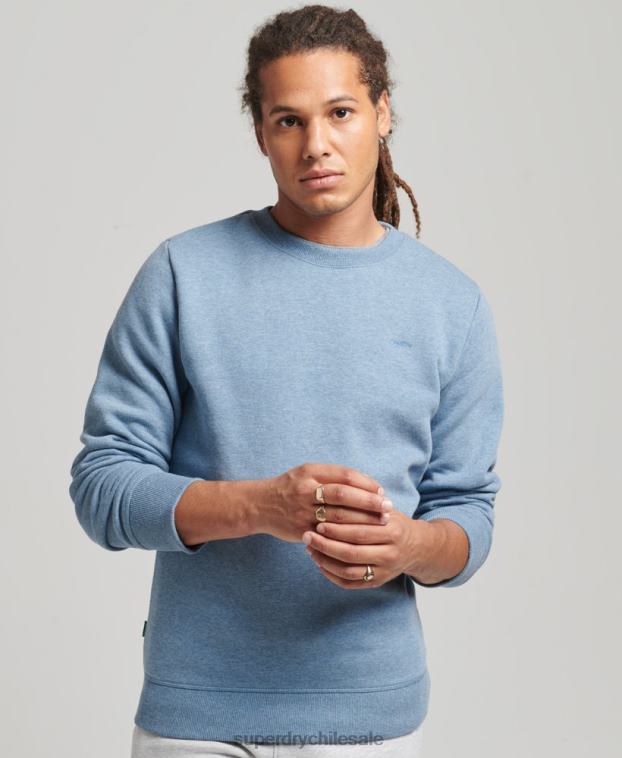 hombres Superdry azul claro sudadera con cuello redondo y logo esencial de algodón orgánico 2R68Z603