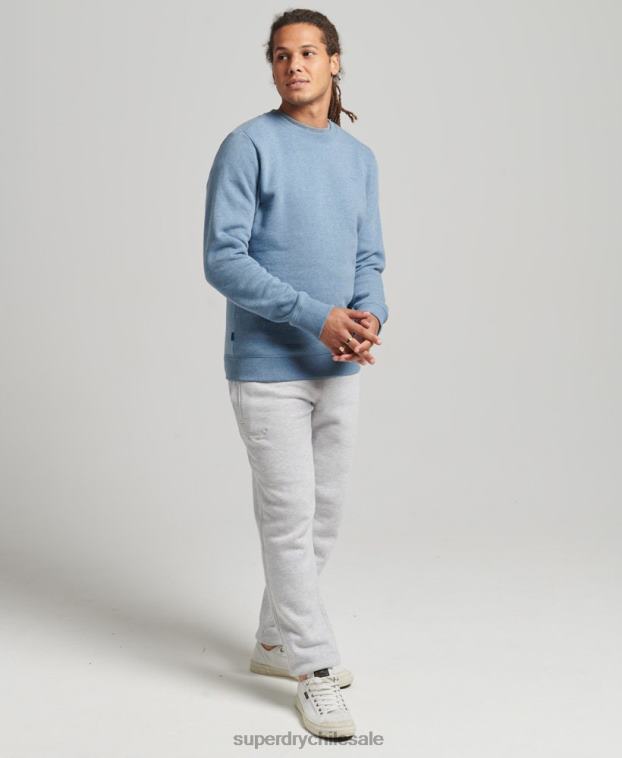 hombres Superdry azul claro sudadera con cuello redondo y logo esencial de algodón orgánico 2R68Z603