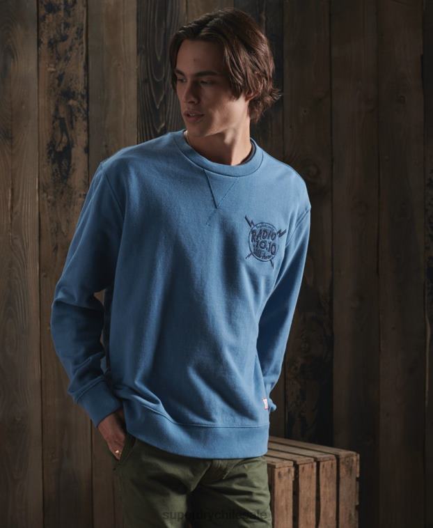 hombres Superdry azul claro sudadera con gráfico seco de edición limitada 2R68Z5234