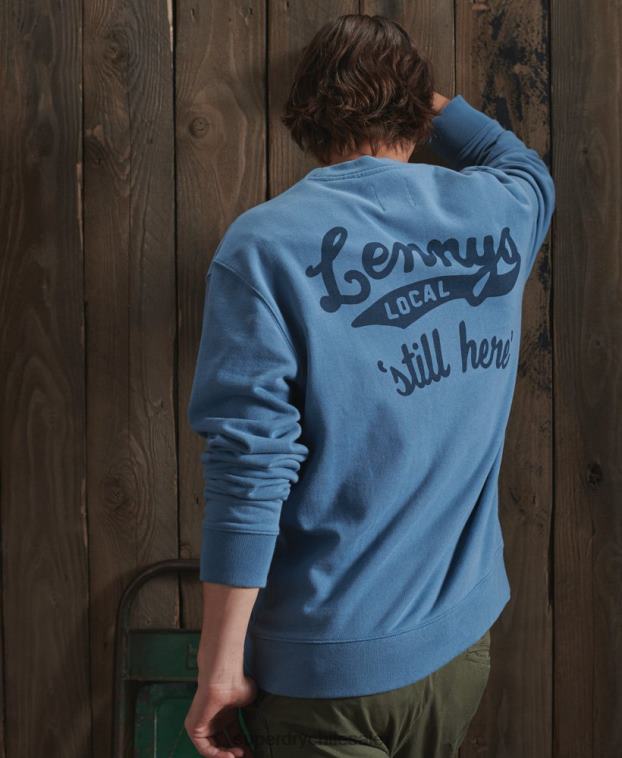 hombres Superdry azul claro sudadera con gráfico seco de edición limitada 2R68Z5234
