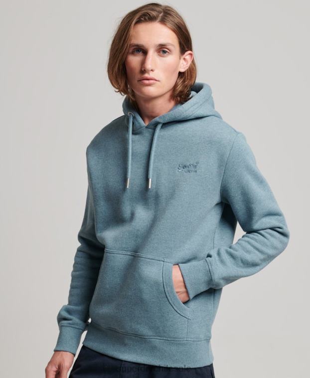 hombres Superdry azul claro sudadera con logo bordado 2R68Z474