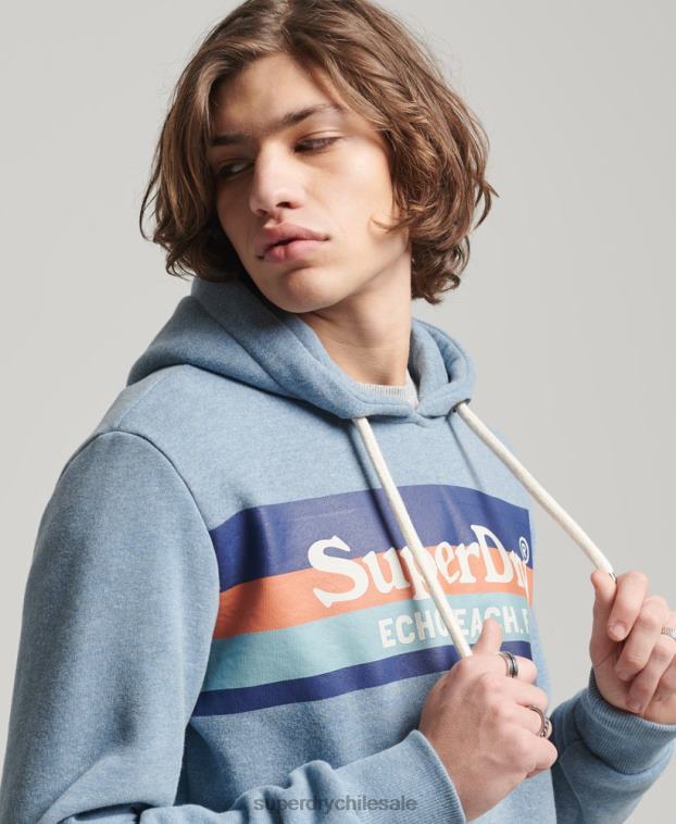 hombres Superdry azul claro sudadera vintage con capucha 2R68Z735