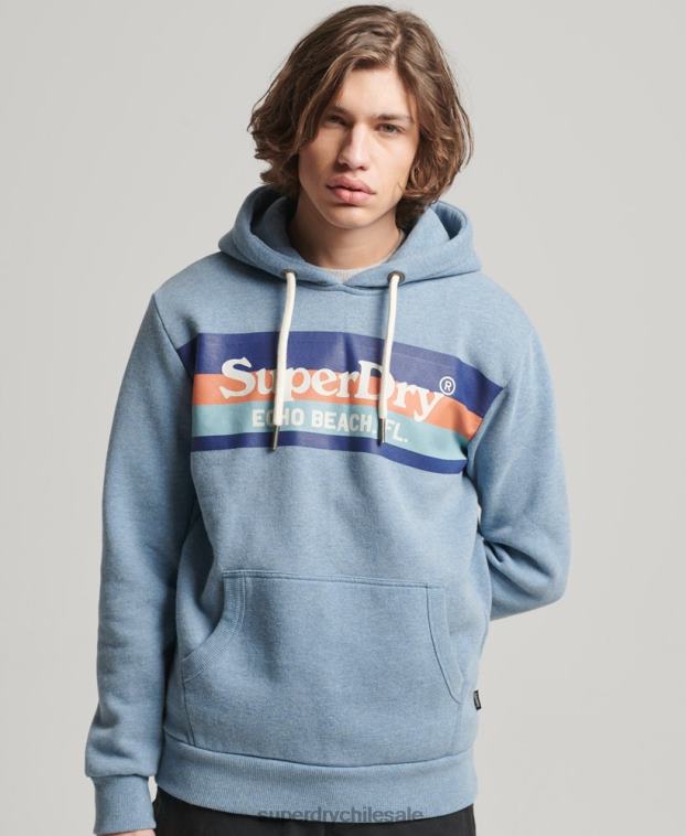 hombres Superdry azul claro sudadera vintage con capucha 2R68Z735