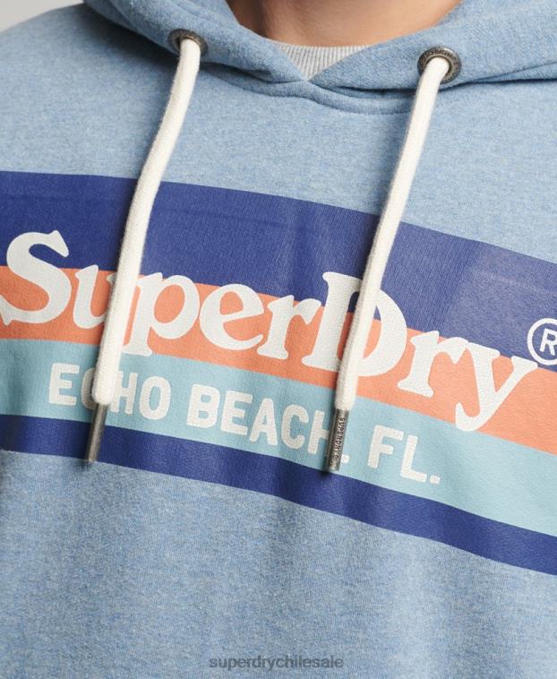 hombres Superdry azul claro sudadera vintage con capucha 2R68Z735
