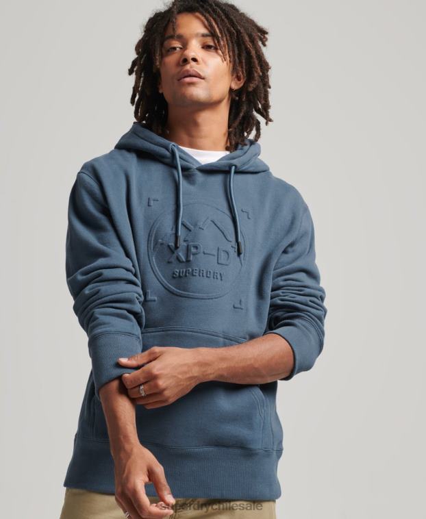 hombres Superdry azul oscuro sudadera con capucha y gráfico xp-d 2R68Z717