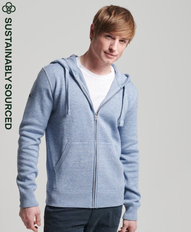 hombres Superdry azul oscuro sudadera con cremallera Essential de algodón orgánico 2R68Z5260