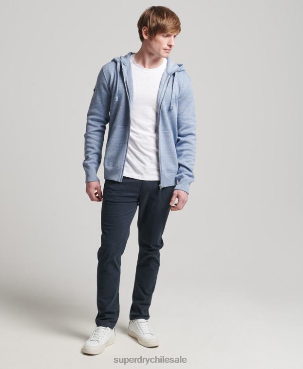 hombres Superdry azul oscuro sudadera con cremallera Essential de algodón orgánico 2R68Z5260