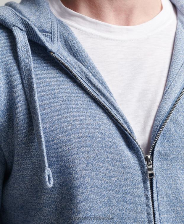 hombres Superdry azul oscuro sudadera con cremallera Essential de algodón orgánico 2R68Z5260