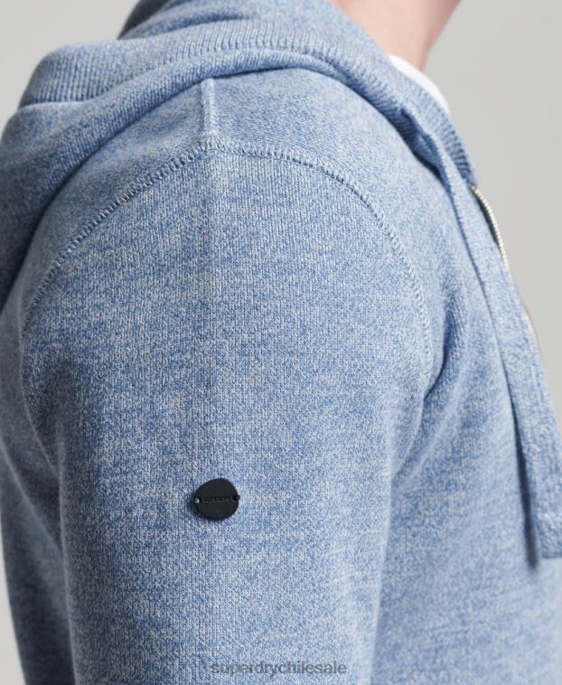hombres Superdry azul oscuro sudadera con cremallera Essential de algodón orgánico 2R68Z5260