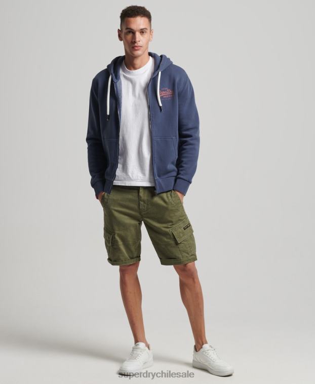 hombres Superdry azul oscuro sudadera con cremallera y logo vintage 2R68Z476