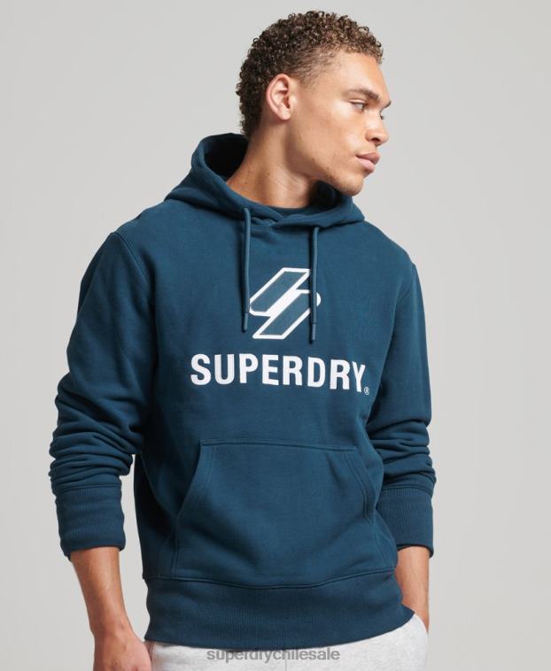 hombres Superdry azul oscuro sudadera con logo y apliques apilados 2R68Z5161