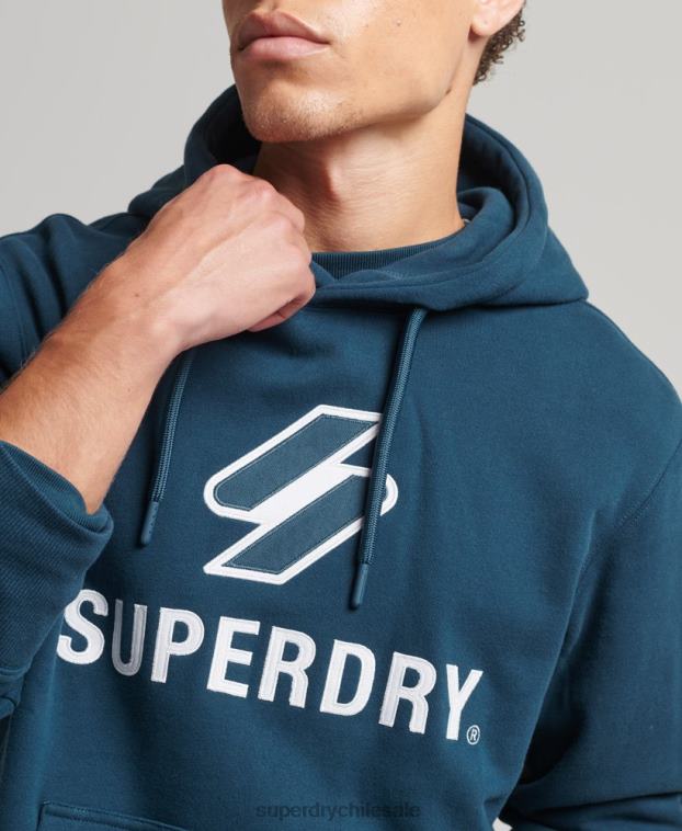 hombres Superdry azul oscuro sudadera con logo y apliques apilados 2R68Z5161