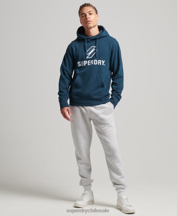 hombres Superdry azul oscuro sudadera con logo y apliques apilados 2R68Z5161