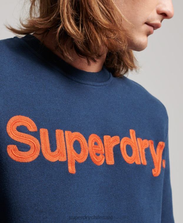 hombres Superdry azul sudadera clásica con logo central 2R68Z591