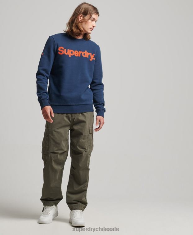 hombres Superdry azul sudadera clásica con logo central 2R68Z591