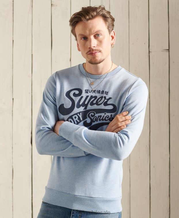 hombres Superdry azul sudadera colegial con cuello redondo 2R68Z870