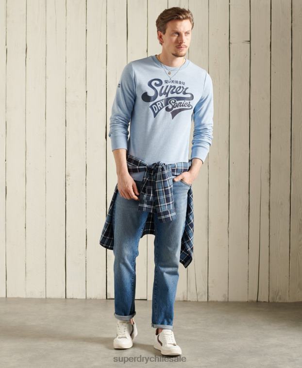 hombres Superdry azul sudadera colegial con cuello redondo 2R68Z870