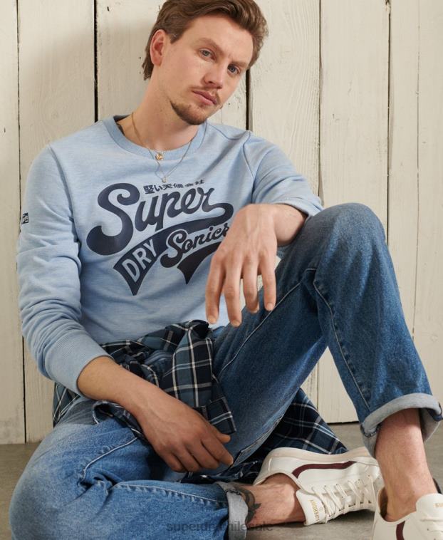 hombres Superdry azul sudadera colegial con cuello redondo 2R68Z870