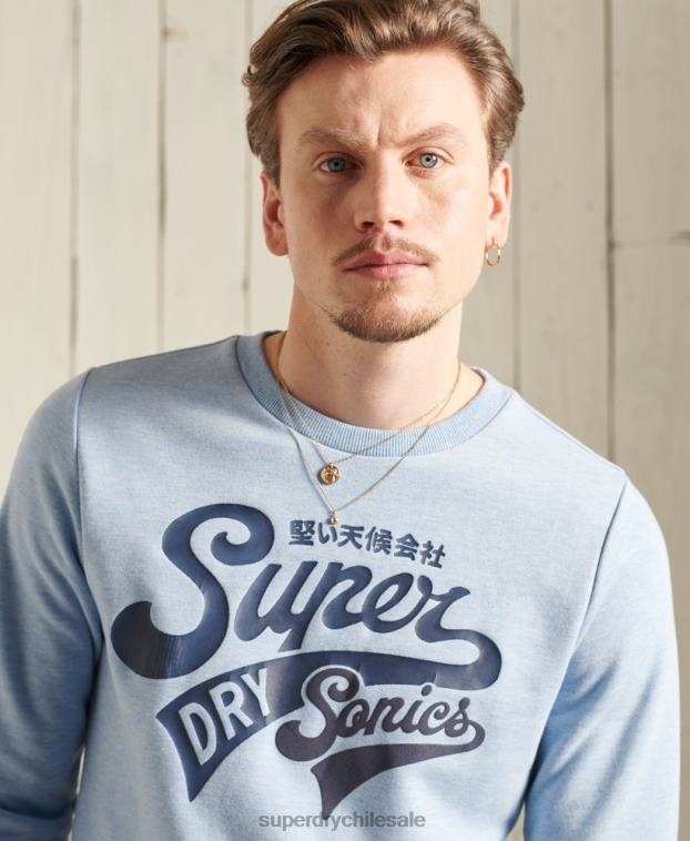 hombres Superdry azul sudadera colegial con cuello redondo 2R68Z870