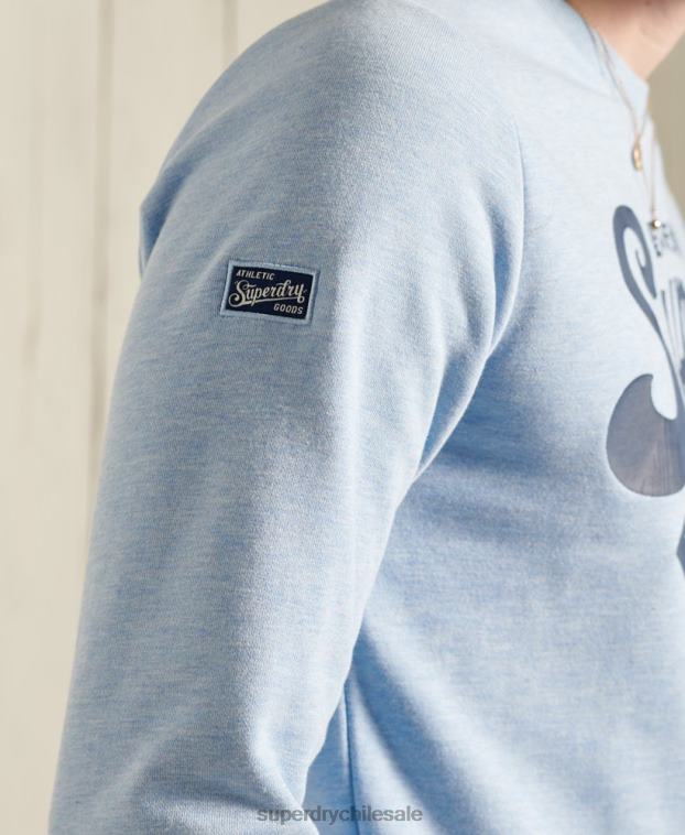 hombres Superdry azul sudadera colegial con cuello redondo 2R68Z870