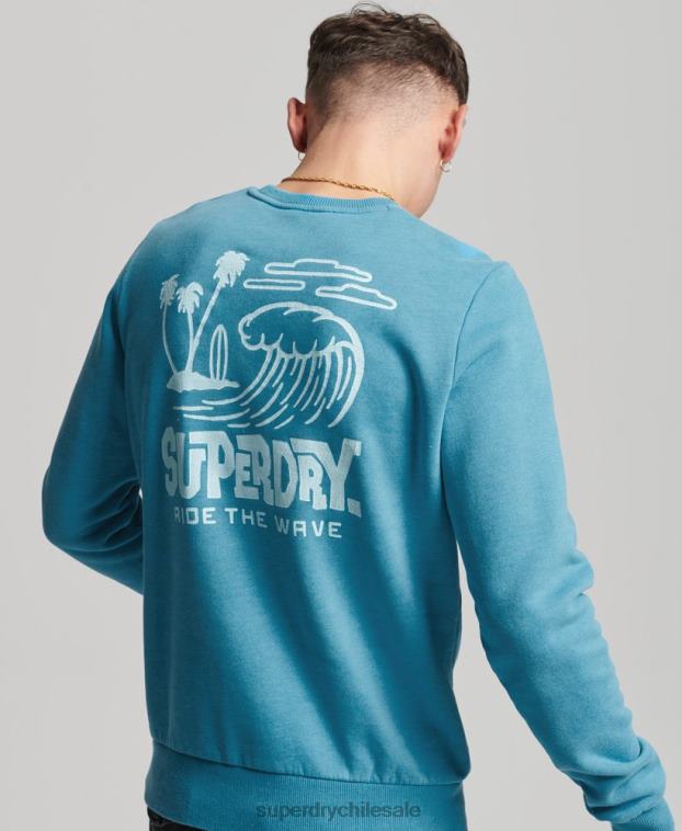 hombres Superdry azul sudadera con capucha 2R68Z589