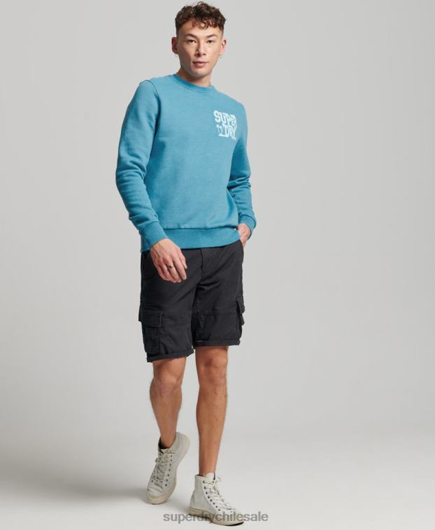 hombres Superdry azul sudadera con capucha 2R68Z589