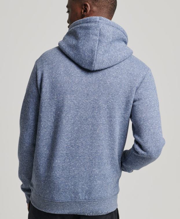 hombres Superdry azul sudadera con capucha de algodón orgánico con logo vintage bordado 2R68Z5106