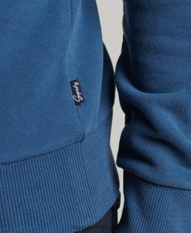 hombres Superdry azul sudadera con capucha de escritor de letreros 2R68Z5107