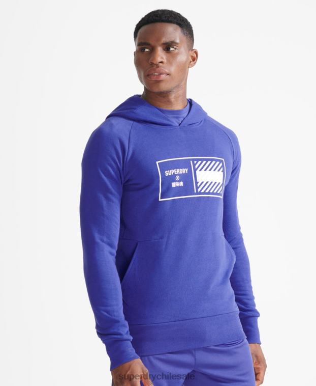 hombres Superdry azul sudadera con capucha de tren central 2R68Z5230