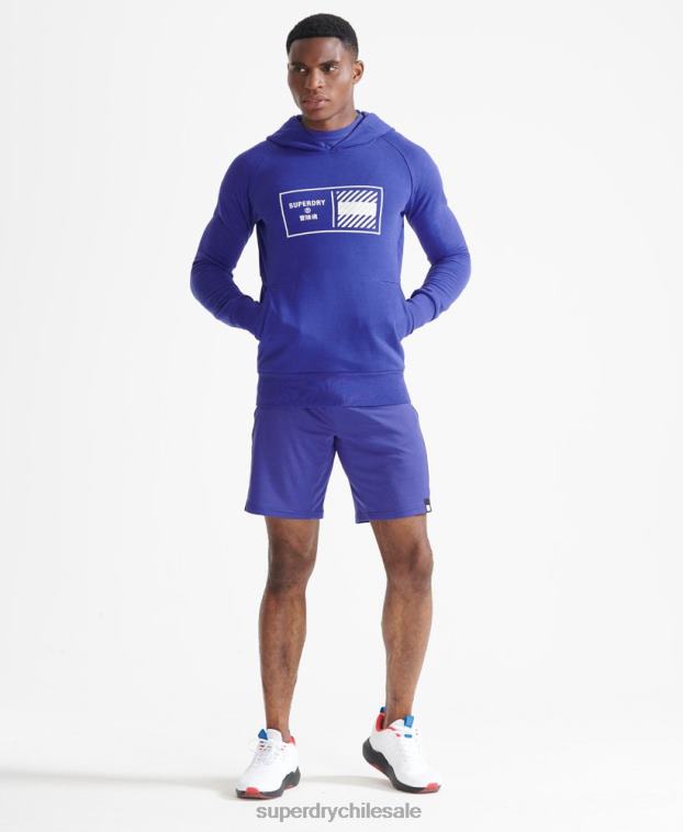 hombres Superdry azul sudadera con capucha de tren central 2R68Z5230