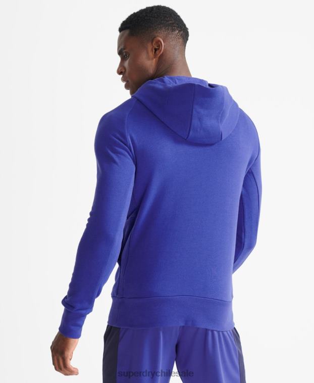 hombres Superdry azul sudadera con capucha de tren central 2R68Z5230