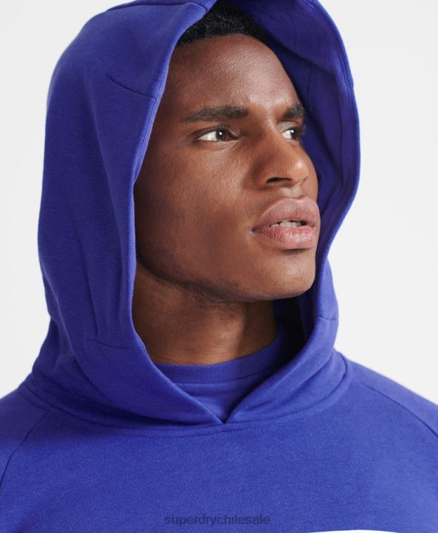 hombres Superdry azul sudadera con capucha de tren central 2R68Z5230