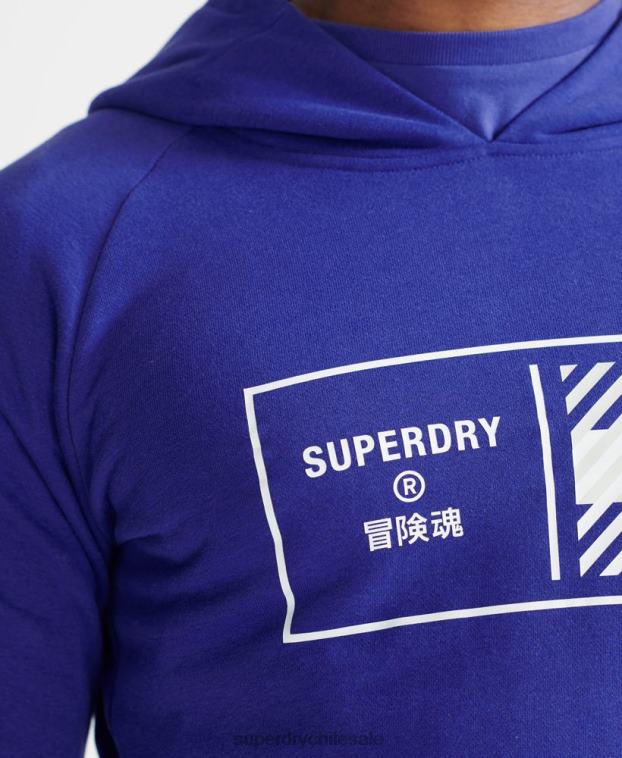 hombres Superdry azul sudadera con capucha de tren central 2R68Z5230