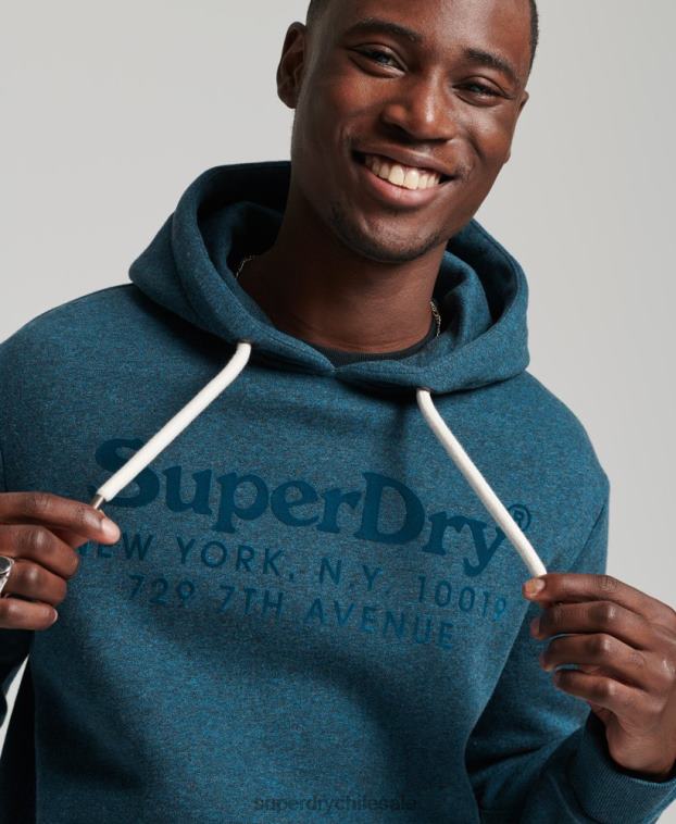 hombres Superdry azul sudadera con capucha del mismo tono 2R68Z862