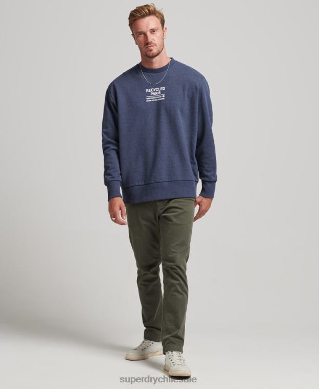 hombres Superdry azul sudadera con capucha reciclada 2R68Z5011