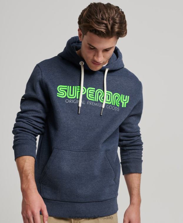 hombres Superdry azul sudadera con capucha retro vintage 2R68Z651