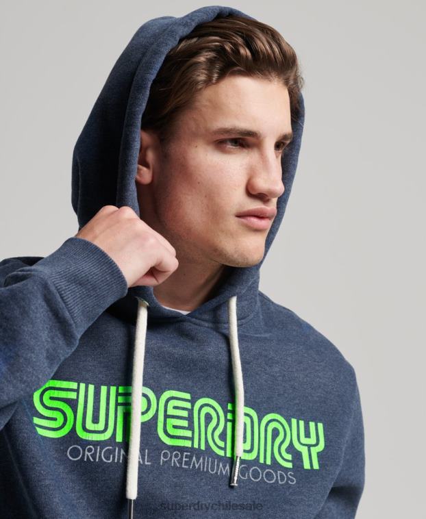 hombres Superdry azul sudadera con capucha retro vintage 2R68Z651
