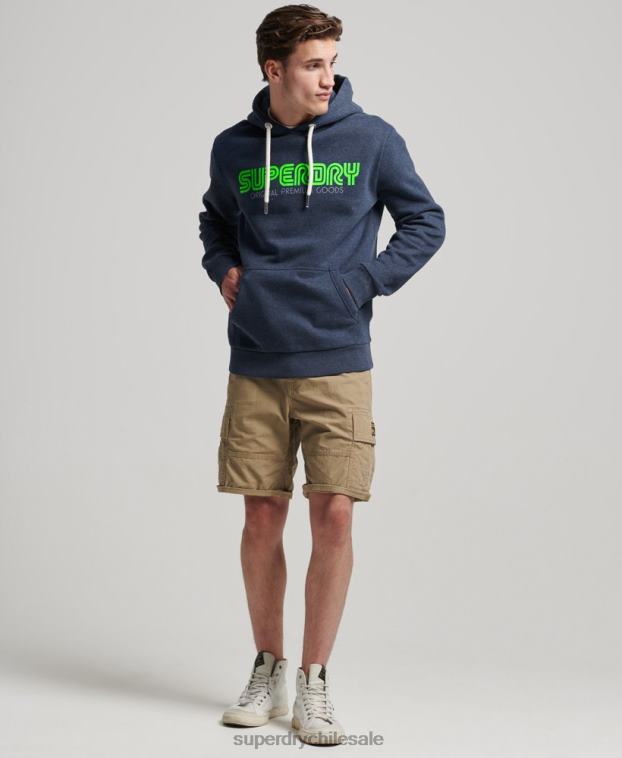 hombres Superdry azul sudadera con capucha retro vintage 2R68Z651