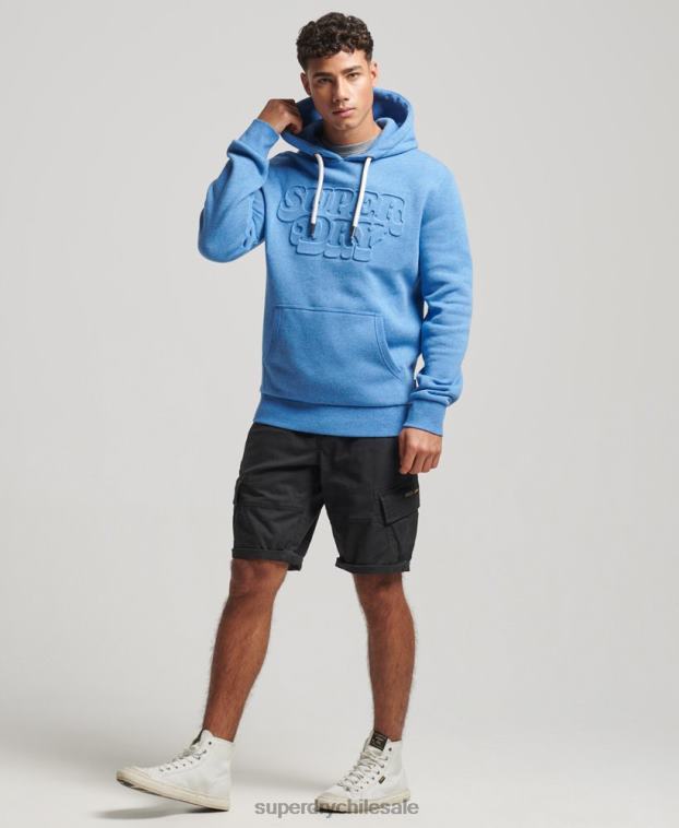 hombres Superdry azul sudadera con capucha vintage cooper class en relieve 2R68Z798