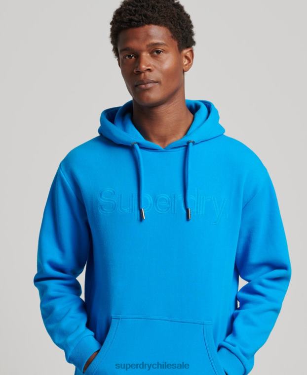 hombres Superdry azul sudadera con capucha y logo del mismo tono bordado 2R68Z5100