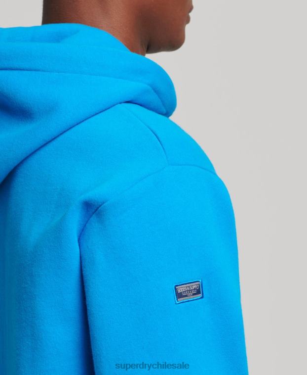 hombres Superdry azul sudadera con capucha y logo del mismo tono bordado 2R68Z5100