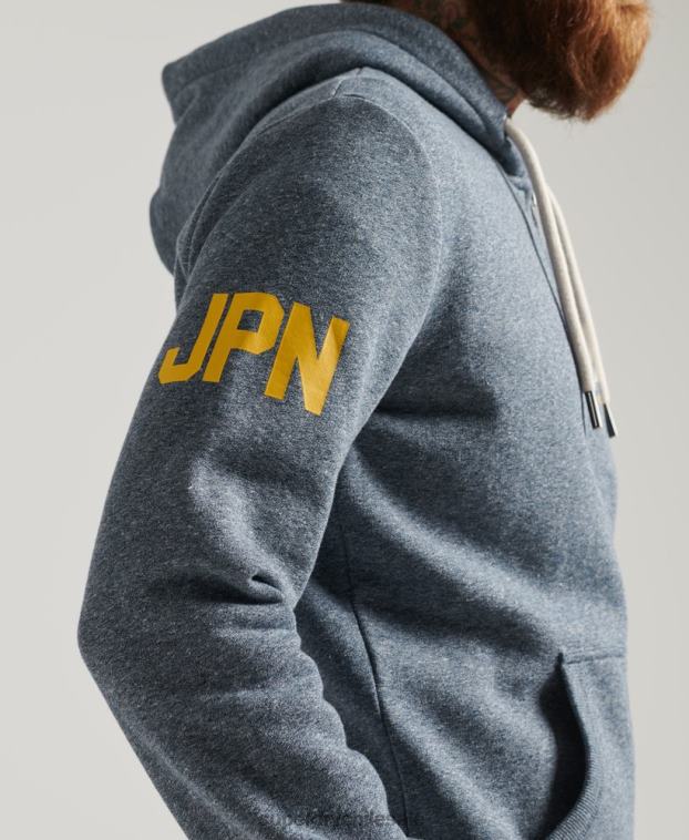 hombres Superdry azul sudadera con capucha y logo gráfico clásico 2R68Z5120