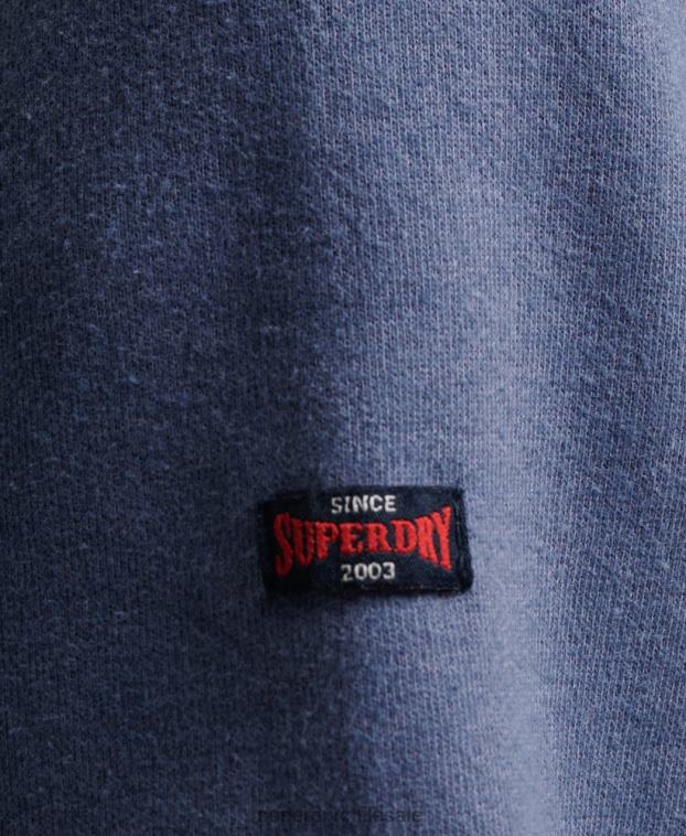 hombres Superdry azul sudadera con capucha y logo vintage 2R68Z500