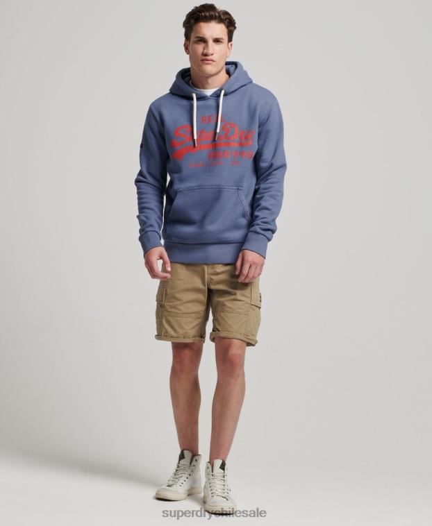 hombres Superdry azul sudadera con capucha y logo vintage 2R68Z500