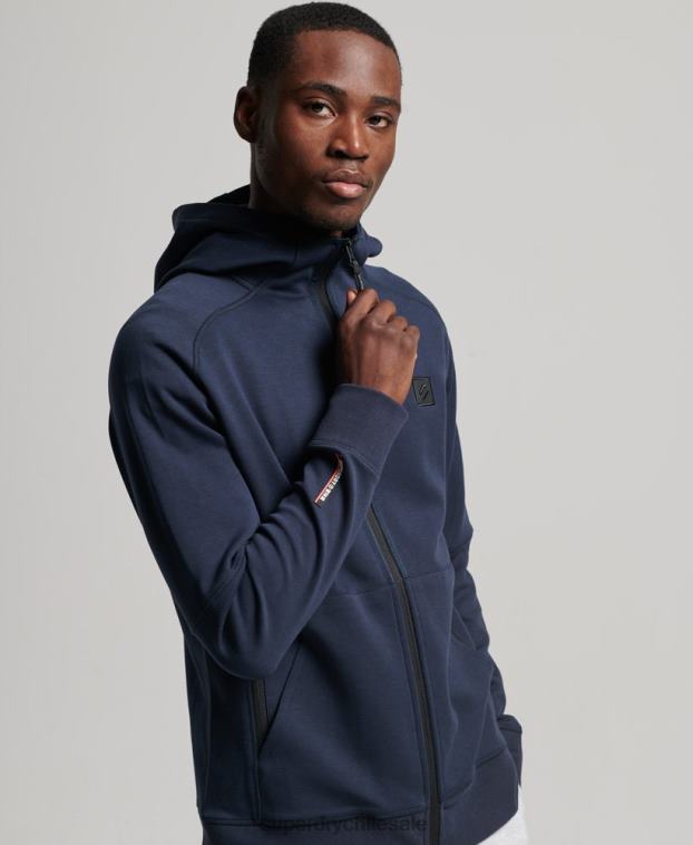 hombres Superdry azul sudadera con cremallera code tech 2R68Z461